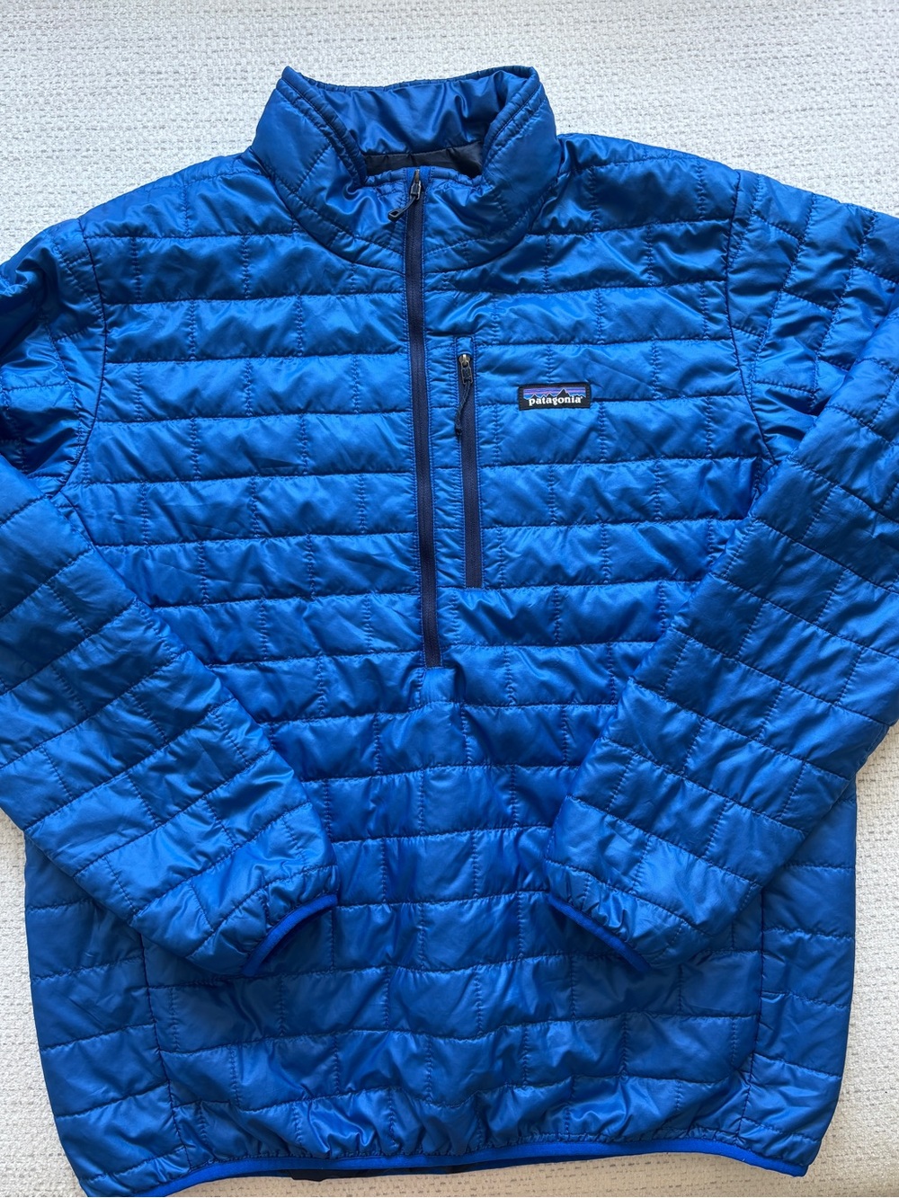 Patagonia Men's Bright Blue Quilted Half-Zip Puffer